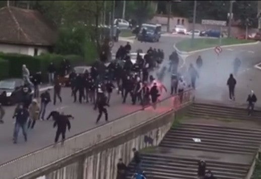 Άγριες συμπλοκές οπαδών της Παρτιζάν και του Ερυθρού Αστέρα (βίντεο)